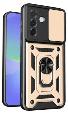 Productafbeelding van MobyDefend Hoesje - Geschikt voor Samsung Galaxy A57 - Pantsercase Met Draaibare Ring - Goud