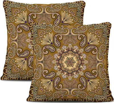 Obrázok produktu pre 2-balenie obliečok na vankúše Plyšové vlákno 45 cm X 45 cm, Dekoračný poťah na vankúš, Mandala, Bohémsky, Boho dekor, Hippie, Retro etno vankúš na gauč, spálňu, obývaciu izbu, farmu