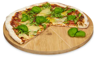 Pizzabord aus Bambus, 33 cm, schnittfest, für 6 Stücke, rund