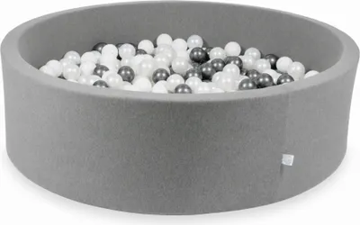 Produktbild von Dry Grey Pool 130x40 mit 700 Bällen: Weiß, Perlmutt, Metallic-Graphit