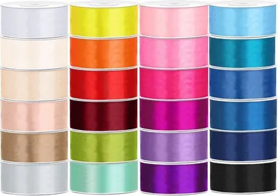 Produktbild von 24 verschiedne Farben Satin Geschenkband 25m lang 25mm breit bunt