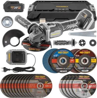Immagine prodotto di Smerigliatrice angolare a batteria Procraft Industrial AG125B-CD 20 V 125 mm Brushless + 1x batteria 4,0 Ah + caricabatteria + valigetta