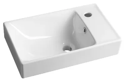Zdjęcie produktu dla Sapho Nuali - Umywalka 50x30 cm, z przelewem, z otworem na baterię, prawa, biała TU0129
