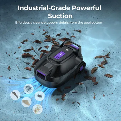 Produktbild von Poolroboter Reiniger - Kabelloser Poolsauger - 5000 mAh Akku 180 min Laufzeit - IPX8 wasserdicht - Für Becken bis 100 m² - 1,3 L Schmutzbehälter
