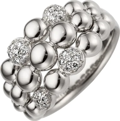 Produktbild von Gr. 58 Damen Ring 585 Gold Weißgold 28 Diamanten Brillanten 0,15ct.