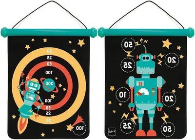 Produktbild von Famanu Dartspielset für Kinder - Magnetisches Ziel mit Robotermotiv