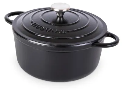 Productafbeelding van Gietijzeren braadpan met deksel - Geëmailleerd - 4,7 liter - Zwart - Ovenbestendig