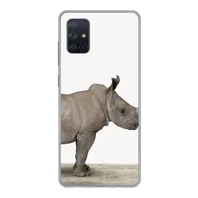 Produktbild von MuchoWow® Handyhülle Schutzhülle Hülle für Samsung Galaxy A71 Rhinozeros - Tiere - Jungen - Mädchen Silikon Softcase Handy Hülle - Kartenbesitzer