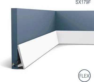 Produktbild von Sockelleiste Orac Decor SX179F MODERN DIAGONAL Flexible Leiste Zierleiste Modernes Design weiß 2m