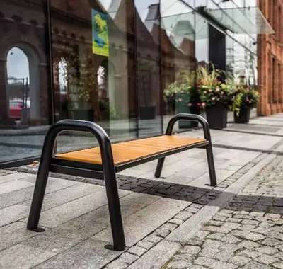 Immagine prodotto di Panchina da giardino semplice in legno senza schienale in metallo marrone 174x55 cm