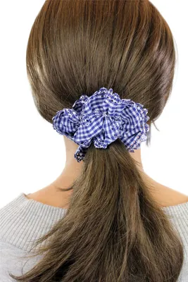 Produktbild von WIG ME UP Haarband/Scrunchy Blau Weiß kariert Z008