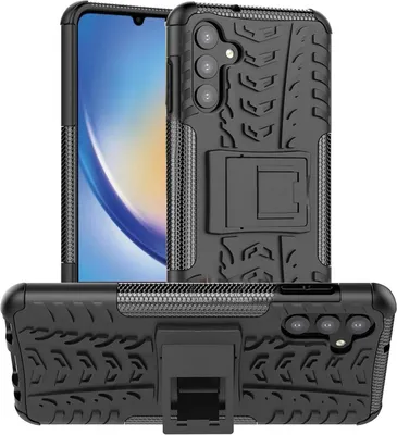 Produktbild von Conie Outdoor Schutzhülle für Samsung Galaxy A34 5G Hybrid Silikon Hard Case Cover Hülle mit Ständer in Schwarz