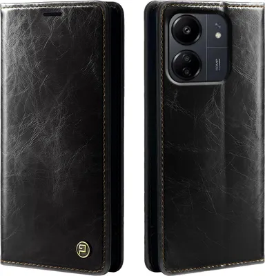 Produktbild von Handyhülle für Xiaomi Redmi 13C Kunstleder Flip Cover Hülle RFID Schutz Case Kartenfach Farbe: Schwarz