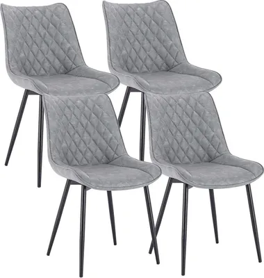 Produktbild von WOLTU 4er-Set Esszimmerstühle Küchenstuhl Polsterstuhl mit Rückenlehne Sitzfläche aus Kunstleder Metallbeine Grau