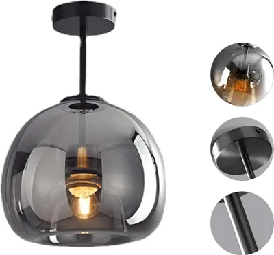 Produktbild von Rauchglas Hängeleuchte schwarz, Kücheninsel Pendelleuchte, Esszimmer, Schlafzimmer