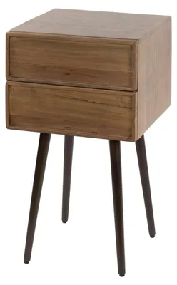 Image de FURNLUX Structure de table de chevet en acacia et bronze 35 cm (2 pièces) / Couleur principale : marron / Dimensions : 35 x 61 x 35 cm