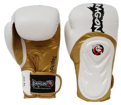 Image de DRAGON DO Gants de boxe Tepito pour hommes, gants de boxe, gants de kickboxing, Muay Thai, gants de boxe, gants de combat, gants d'entraînement de boxe, couleur noire, taille adulte 10, 12, 14 oz (blanc et or, 14 oz)
