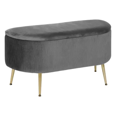 Produktbild von Eazy Living Cordstoff Hocker Juliette Grau - Gold