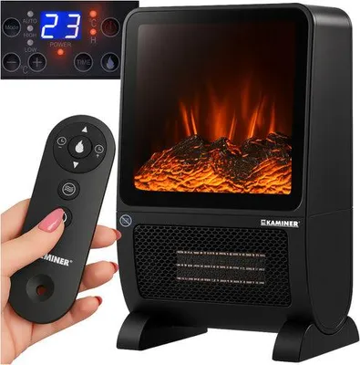 Image de Chauffage électrique avec effet flamme 3D, 2000 W, télécommande