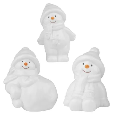 Dekorative Schneemänner aus Porzellan, 3 Stück, Weiß