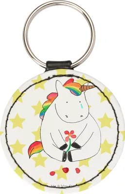 Produktbild von Mr. & Mrs. Panda Schlüsselanhänger Einhorn Traurig - Weiß - Geschenk, Anhänger, schlüsselring, Einhörner, Freunde, Liebe, Blume, Bunt, Unicorn, Trauer, mini