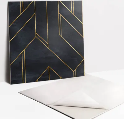 Produktbild von Fliesenaufkleber Set - 9 Stück Selbstklebende PVC Fliesen-Designs - Für Bad und Küche 30 x 30 - Abstrakte Linien
