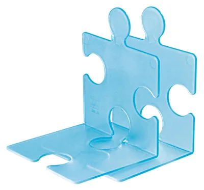 Produktbild von HAN CD-Ständer & Buchstütze Puzzle, standfester kombinierbarer Stehsammler in modernem Puzzle-Look, für CDs, Bücher & DVDs, 9212-64, transluzent-blau
