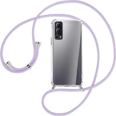 Produktbild von Handykette Backcover-Schutzhülle mit Band (Metall silberfarben) für vivo Y52 5G / Y72 5G / vivo iQOO Z3 - violett
