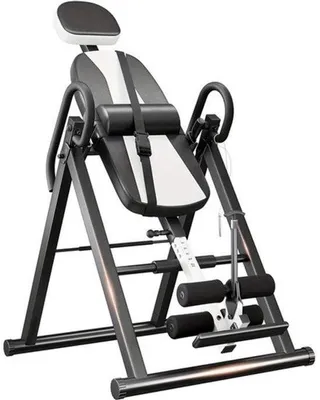 Image de Table de traction inversée – Banc de stretching réversible – Réglable et pliable – Système de verrouillage de sécurité triple – Blanc