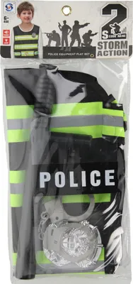 Immagine prodotto di Set polizia con manganello e manette, 4 pezzi.