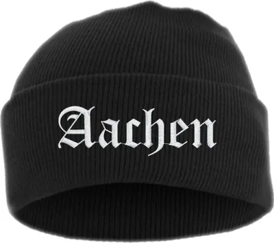 Produktbild von Aachen Umschlagmütze - Altdeutsch - Bestickt - Mütze mit breitem Umschlag Einheitsgröße Schwarz