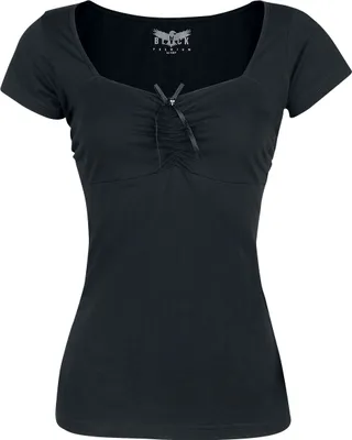 Produktbild von Black Premium by EMP Damen schwarzes T-Shirt mit Raffungen M