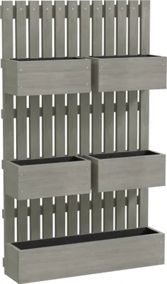 Produktbild von Hochbeet Holz, verstellbar Pflanzbeet mit Rankgitter Frühbeet Gartenbeet 60x16x100cm Grau