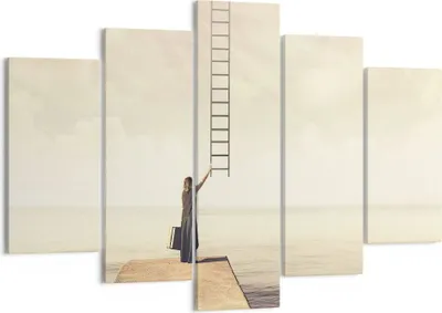Produktbild von Bild auf Leinwand - Leinwandbild - 5 Teile - Symbol Frau Leiter - 150x100cm - Wand Bild - Wanddeko - Wandbilder - Leinwanddruck - Bilder - Wanddekoration - Leinwand bilder - Wandbild - EA150x100-4339