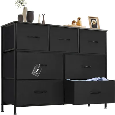 Image de Sweetcrispy Commode avec tiroirs en tissu,commode & sideboards pour chambre à coucher,commode en tissu avec cadre en acier robuste