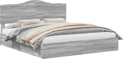 Image de Lit de Rangement Gris Sonoma 200 x 200 cm Bois d'ingénierie