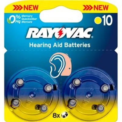 A package of Rayovac hearing aid batteries.