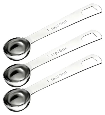 Productafbeelding van Maatlepels theelepel maatlepel - 5 ml - Roestvrij staal - Set van 3