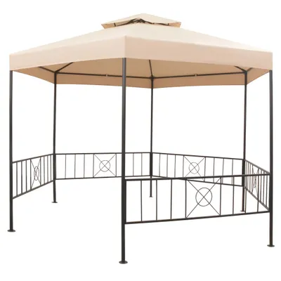 Image de vidaXL Pavillon de jardin Tente de réception Hexagonal Beige 323x265 cm
