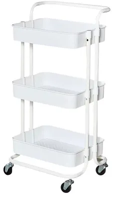 Obrázek produktu pro Verk 27490 Třípatrový úložný vozík na kolečkách 88 x 41,5 x 37 cm, bílý