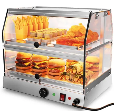 Warmhalter Edelstahl 2 Ebenen 300 W 0-85 °C für Pizza & Gebäck