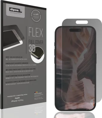 Produktbild von Full Cover Privacy Blickschutzfolie für Apple iPhone 15 Pro Folie Anti-Shock