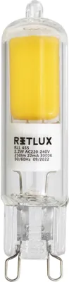Obrázek produktu pro RETLUX RLL 455 LED žárovka, příkon 2,2 W, patice G9, 220-240V, 3000K - teplá bílá, životnost více než 15000h, světelný tok: 250 lm
