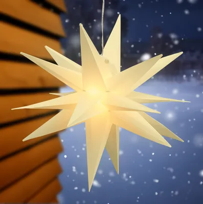 Obrázok produktu pre 3D adventná hviezda so 40 LED diódami v teplej bielej farbe - 60 cm - vonkajšia vianočná dekorácia do okna s časovačom