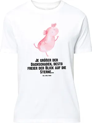 Produktbild von Mr. & Mrs. Panda Größe L T-Shirt Axolotl Tanzen - Weiß - Geschenk, Tshirt, Verrückt, mit Spruch, Freundin, gut Gelaunt, Shirt, Sterne
