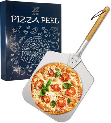 Obrázok produktu pre Lopatka na pizzu 31 cm x 33 cm, eloxovaný hliník, drevená rukoväť, pre pizzu
