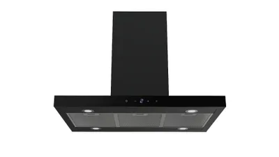 Produktbild von Respekta Cara Dunstabzugshaube 90 cm Schwarz-Matt mit Glasfront, 9 Leistungsstufen, Touch Control
