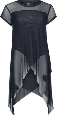 Produktbild von Black Premium by EMP Damen schwarzes T-Shirt mit Shark-Bite-Saum L