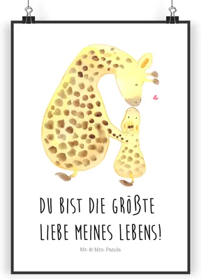 Produktbild von Mr. & Mrs. Panda Bild Giraffe Kind DIN A4 - Weiß - Geschenk, Wandbild, wanddeko, Mama, Lieblingsmensch, Afrika, Sohn, Mutter, Tochter, Kunstdruck, drucke, Plakat