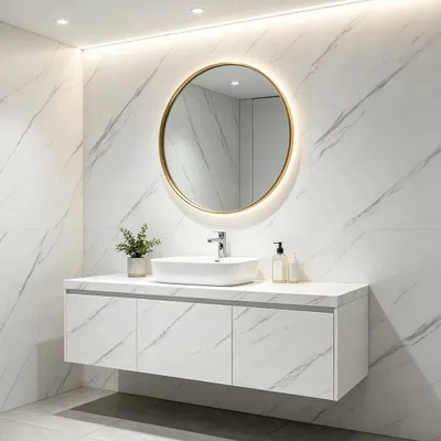 Zdjęcie produktu dla Folia samoprzylepna PVC, 500 x 61 cm, imitująca biały marmur, wodoodporna, dekoracyjna, do mebli i kuchni